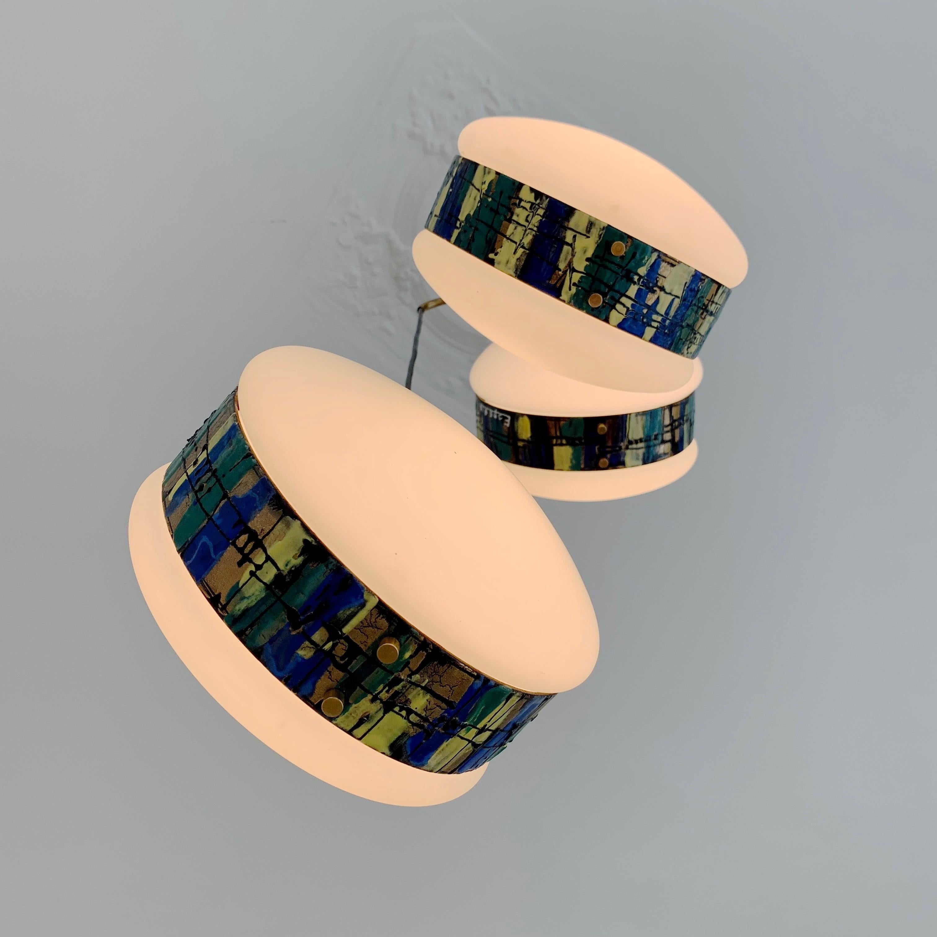 Metal Esperia Signed Pendant Lamp by Angelo Brotto, circa 1960, Italy For Sale