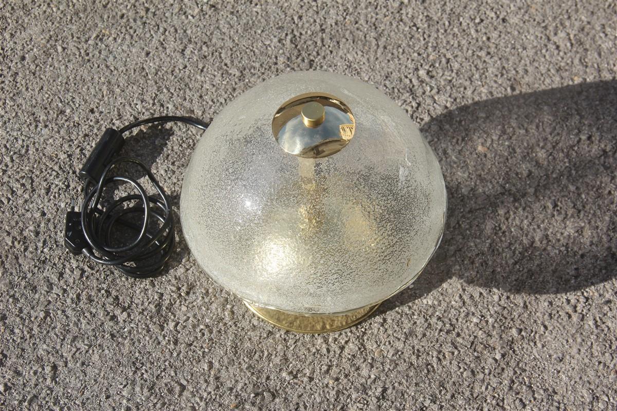 Mid-Century Modern Esperia Table Lamp Round Glass Brass Gold 1970 Italian Design