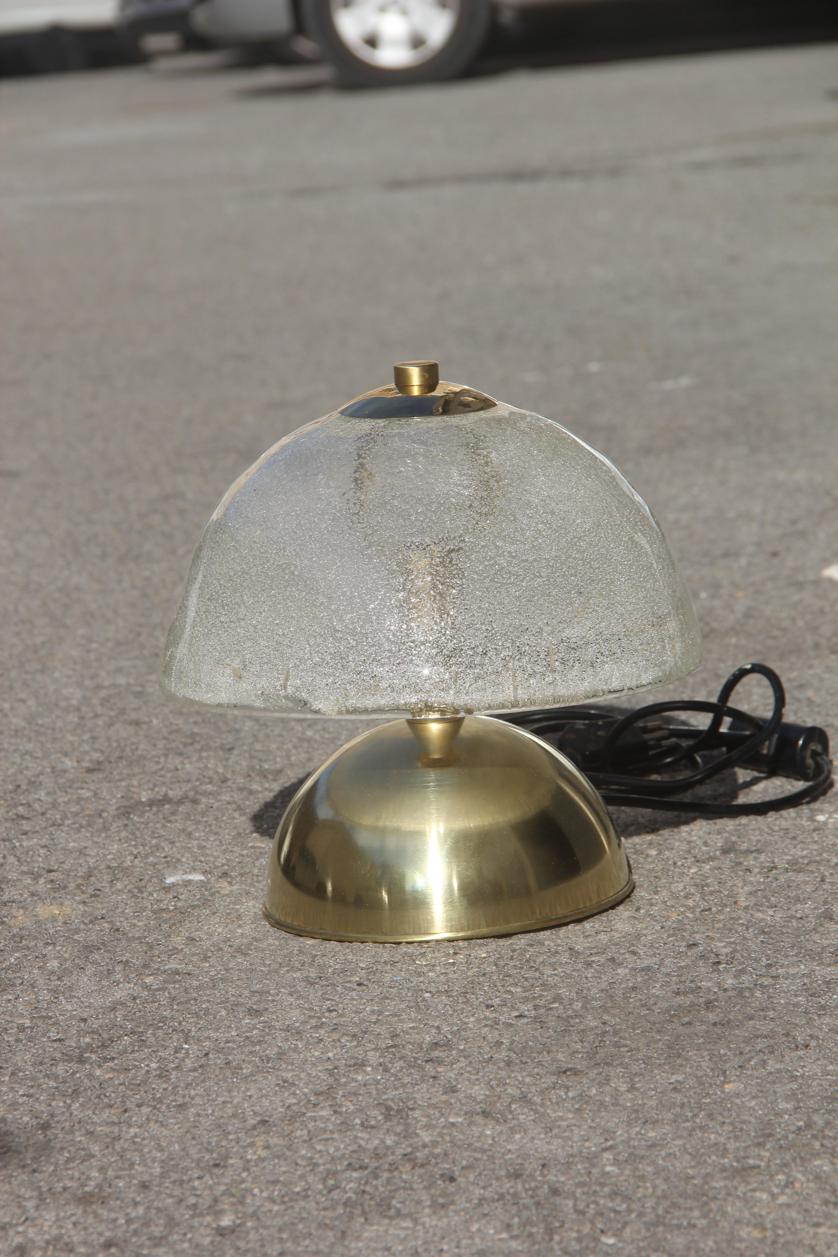 Art Glass Esperia Table Lamp Round Glass Brass Gold 1970 Italian Design