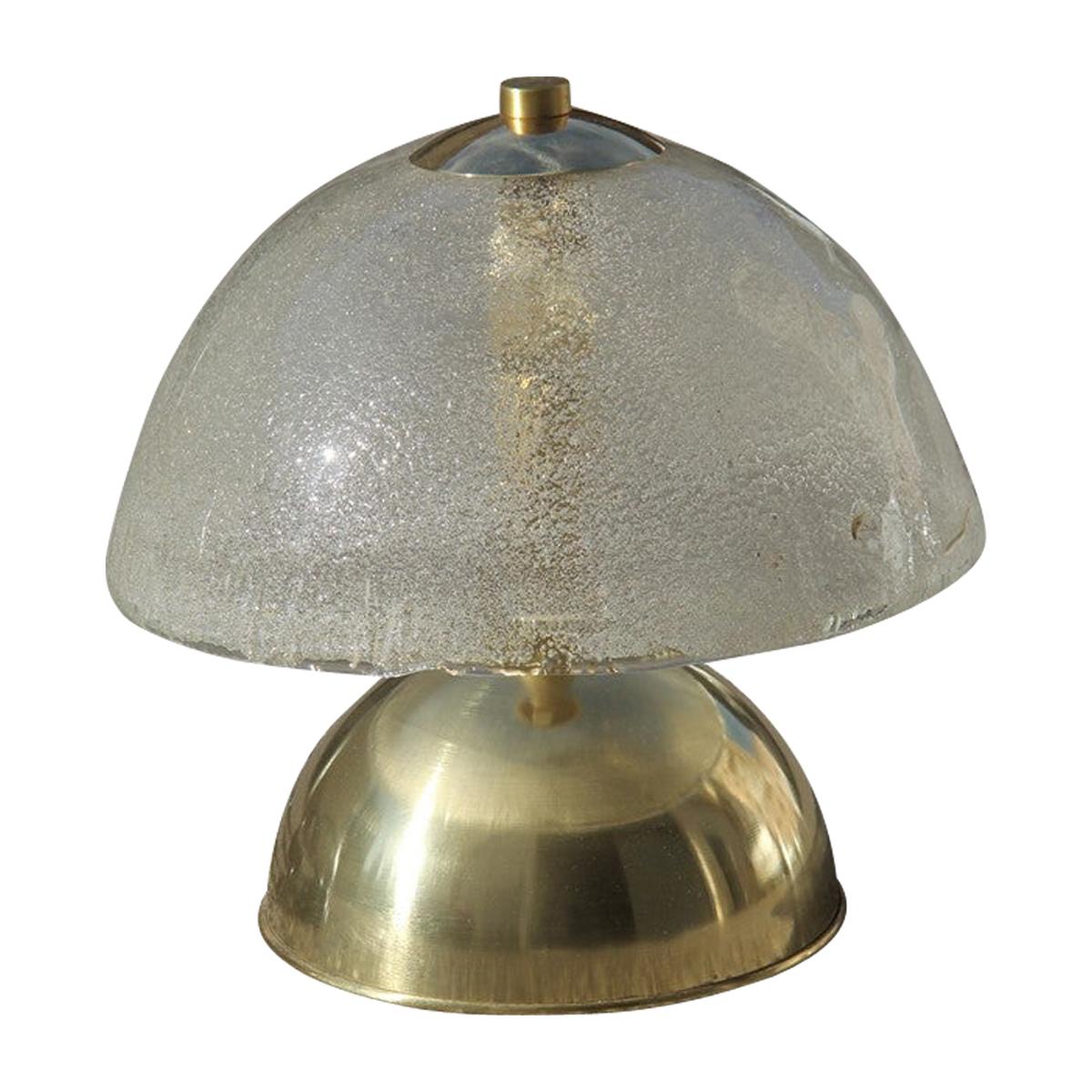 Esperia Table Lamp Round Glass Brass Gold 1970 Italian Design