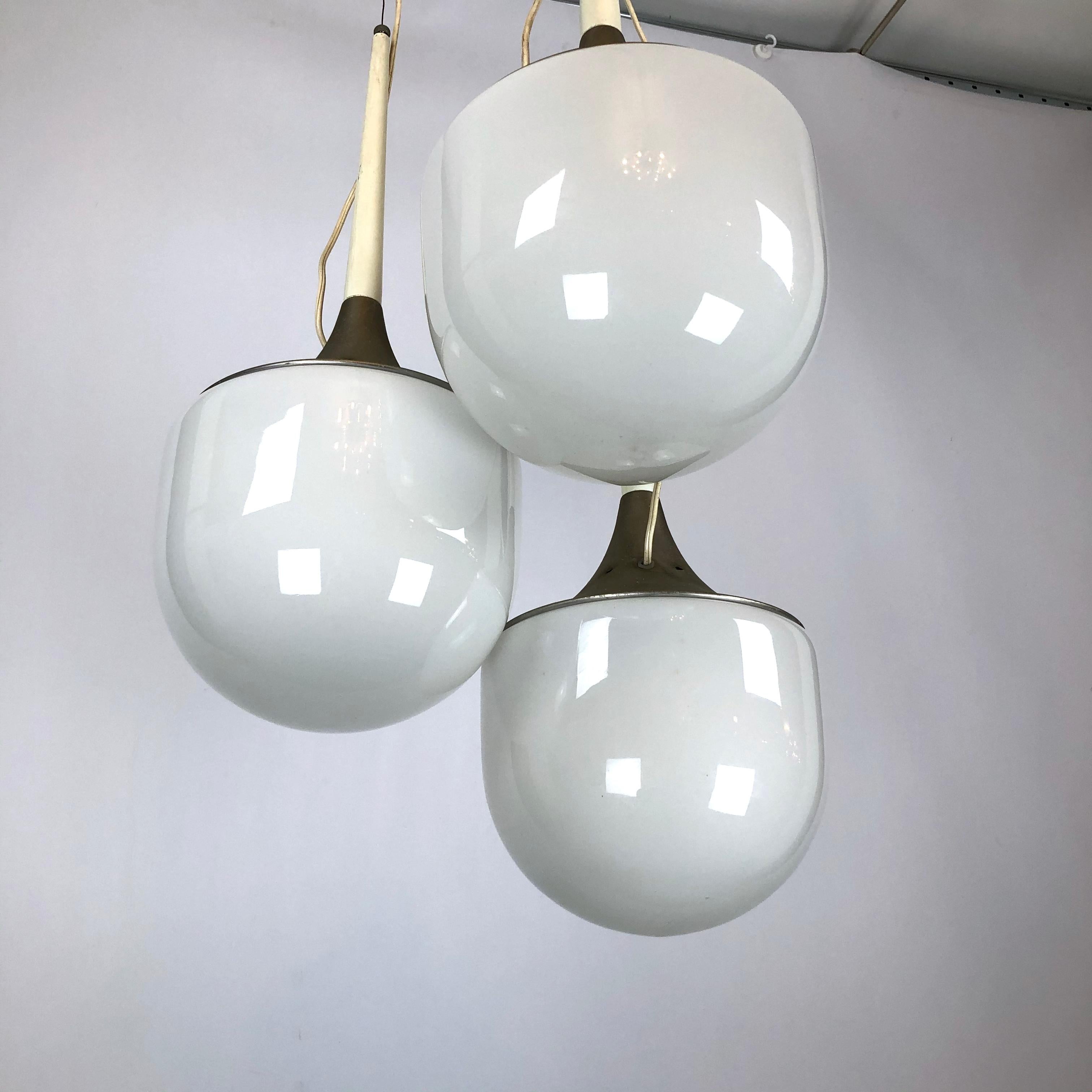 Esperia, Vintage Italian Glass and Metal Pendant Light Kronleuchter im Angebot 6