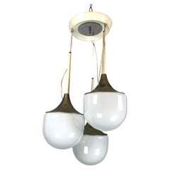 Esperia, Vintage Italian Glass and Metal Pendant Light Kronleuchter