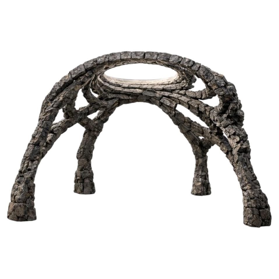 Espirae Sculpture in Basalt & Steel by Andres Monnier For Sale
