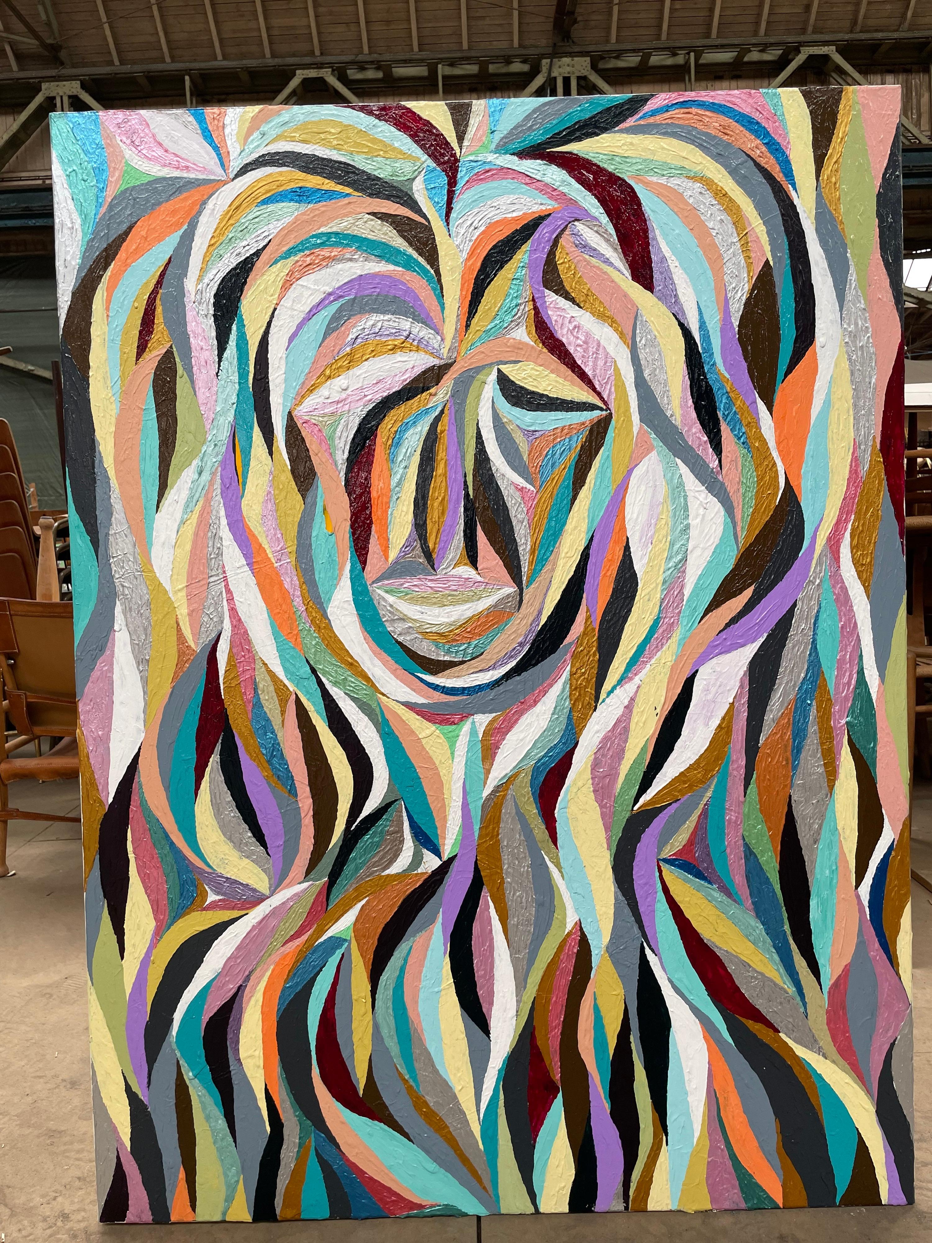 An original signed acrylic painting on canvas by Danish-Grenadian artist Boris de Freitas (1969-) titled 