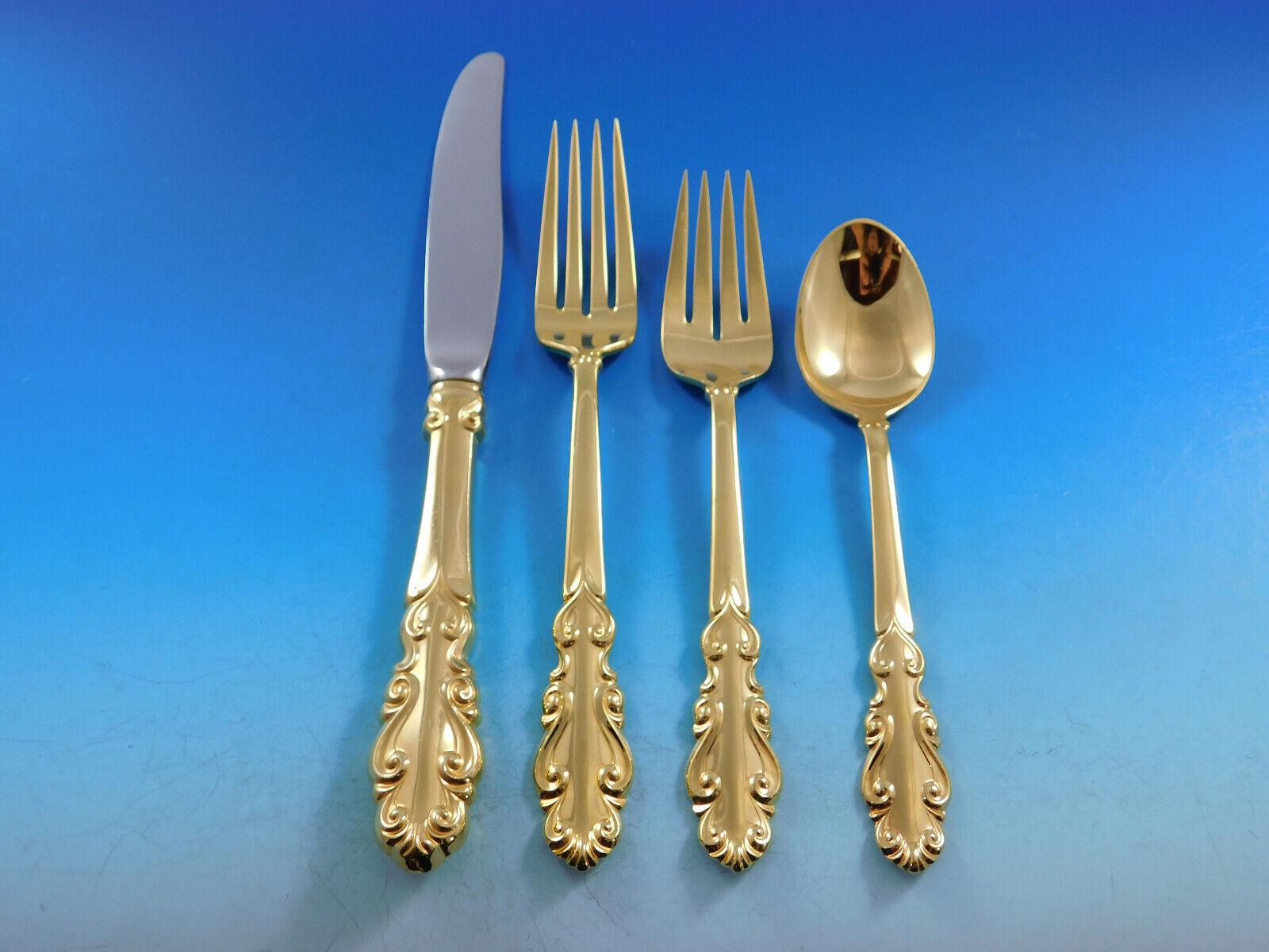 Esplanade Gold by Towle Sterling Silver Flatware Set for 12 Service 91 pieces In Excellent Condition For Sale In Big Bend, WI