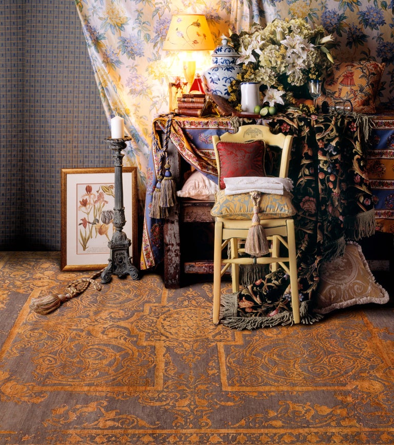 ESPOIR Hand Knotted French Rococo Inspired Rug in Rust and Ivory ...