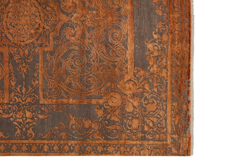 ESPOIR Hand Knotted French Rococo Inspired Rug in Rust and Ivory ...