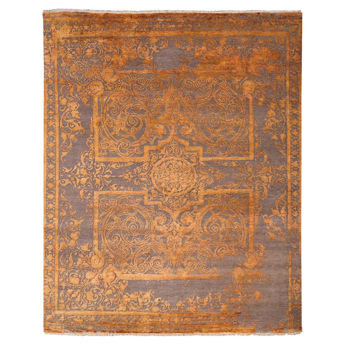 ESPOIR Hand Knotted French Rococo Inspired Rug in Rust and Ivory ...
