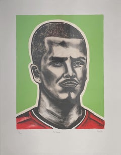 David Beckham Portrait, hand printed lithograph