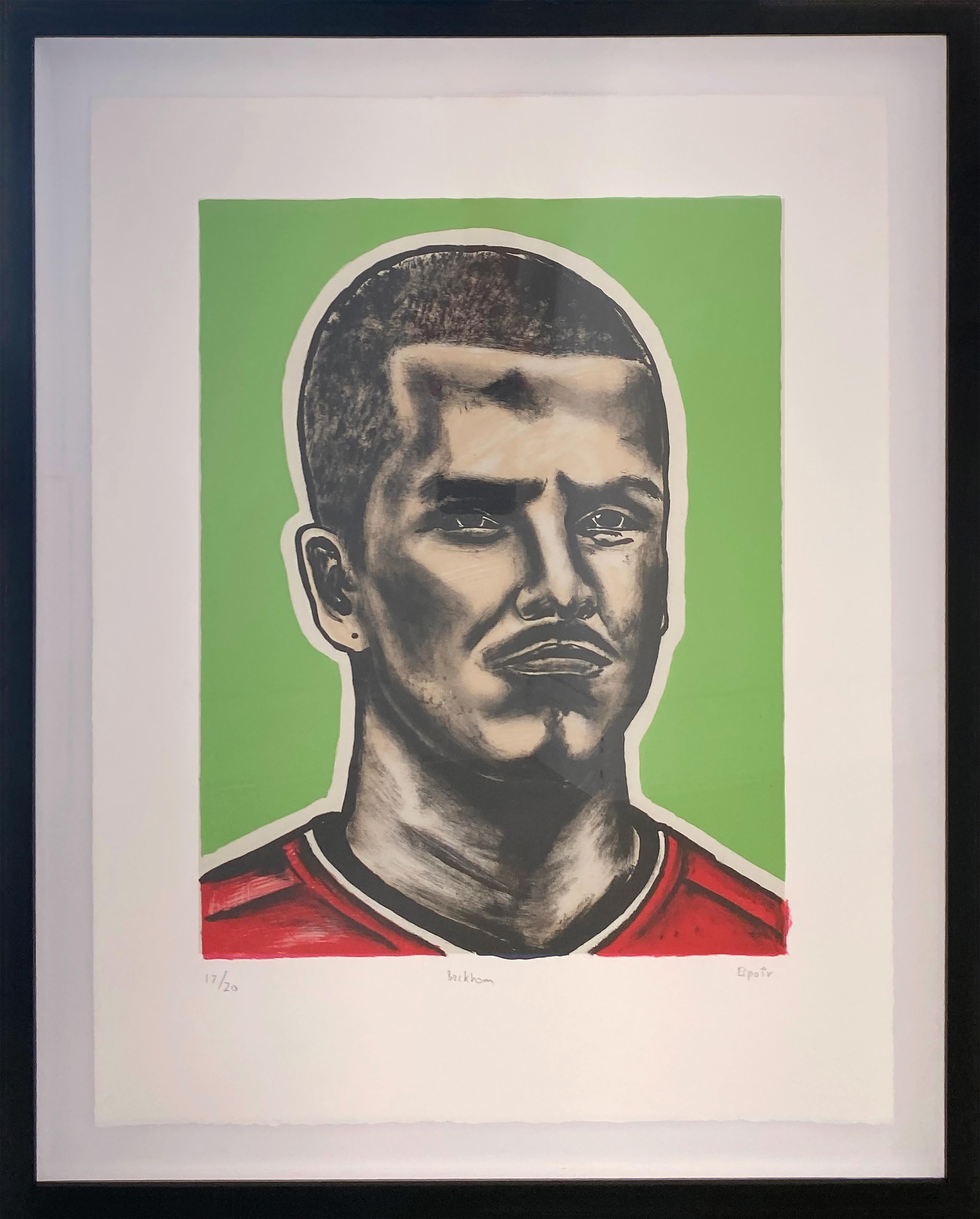 Ritratto di David Beckham, litografia stampata a mano