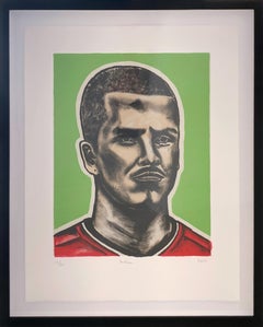 Ritratto di David Beckham, litografia stampata a mano