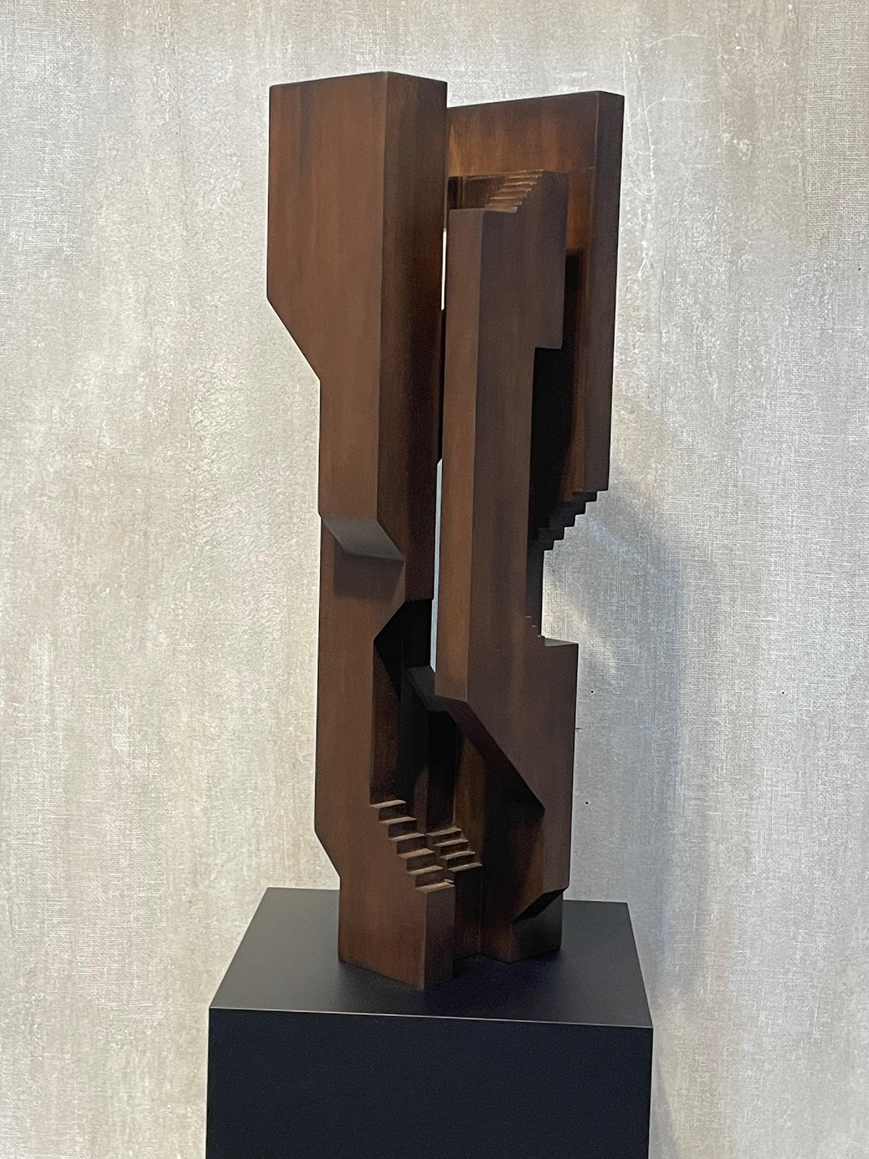 Espressobraune abstrakte Skulptur aus Holz von David Umemoto, Kanada, Contemporary  (Kanadisch) im Angebot