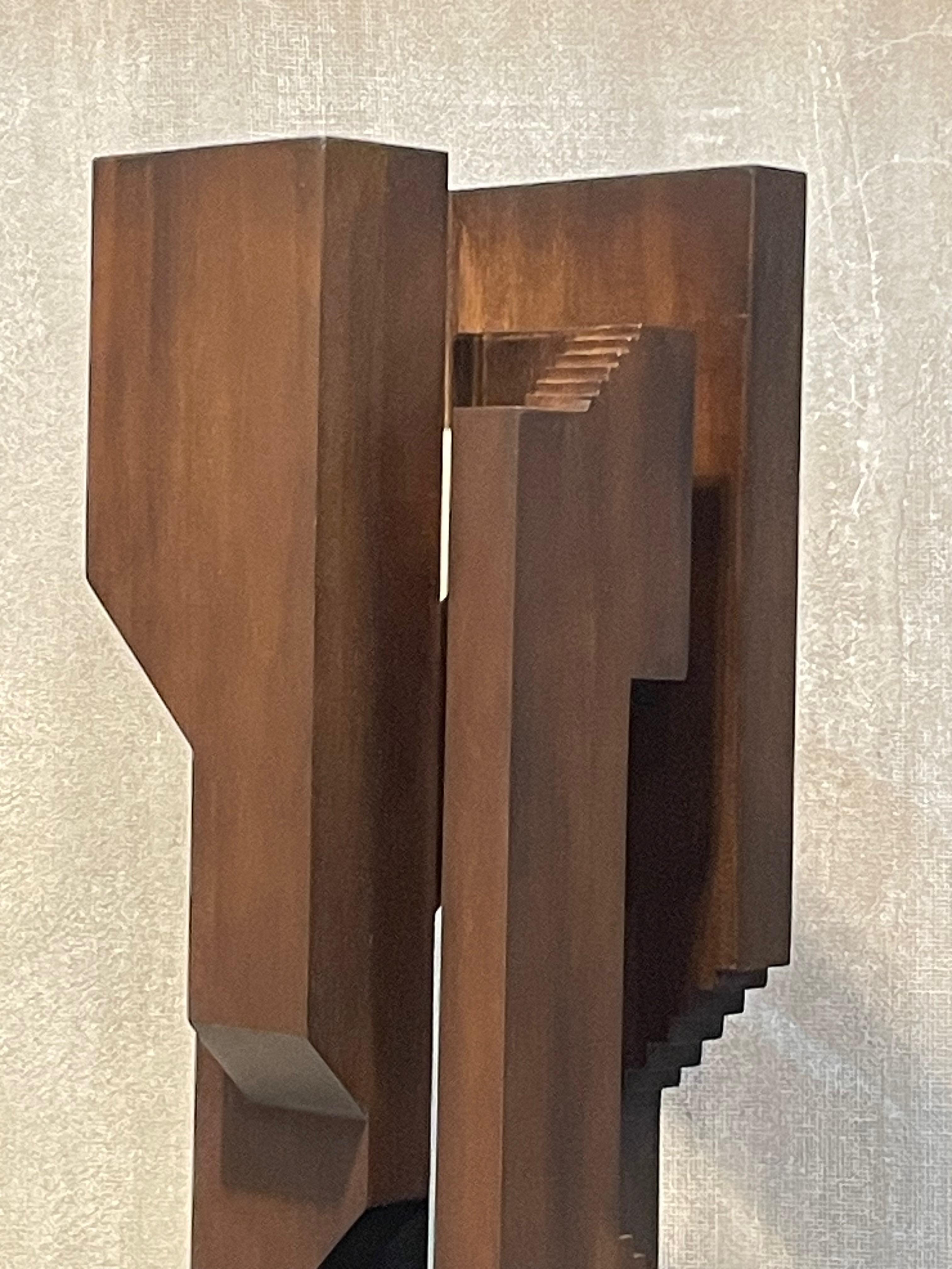 Espressobraune abstrakte Skulptur aus Holz von David Umemoto, Kanada, Contemporary  (21. Jahrhundert und zeitgenössisch) im Angebot