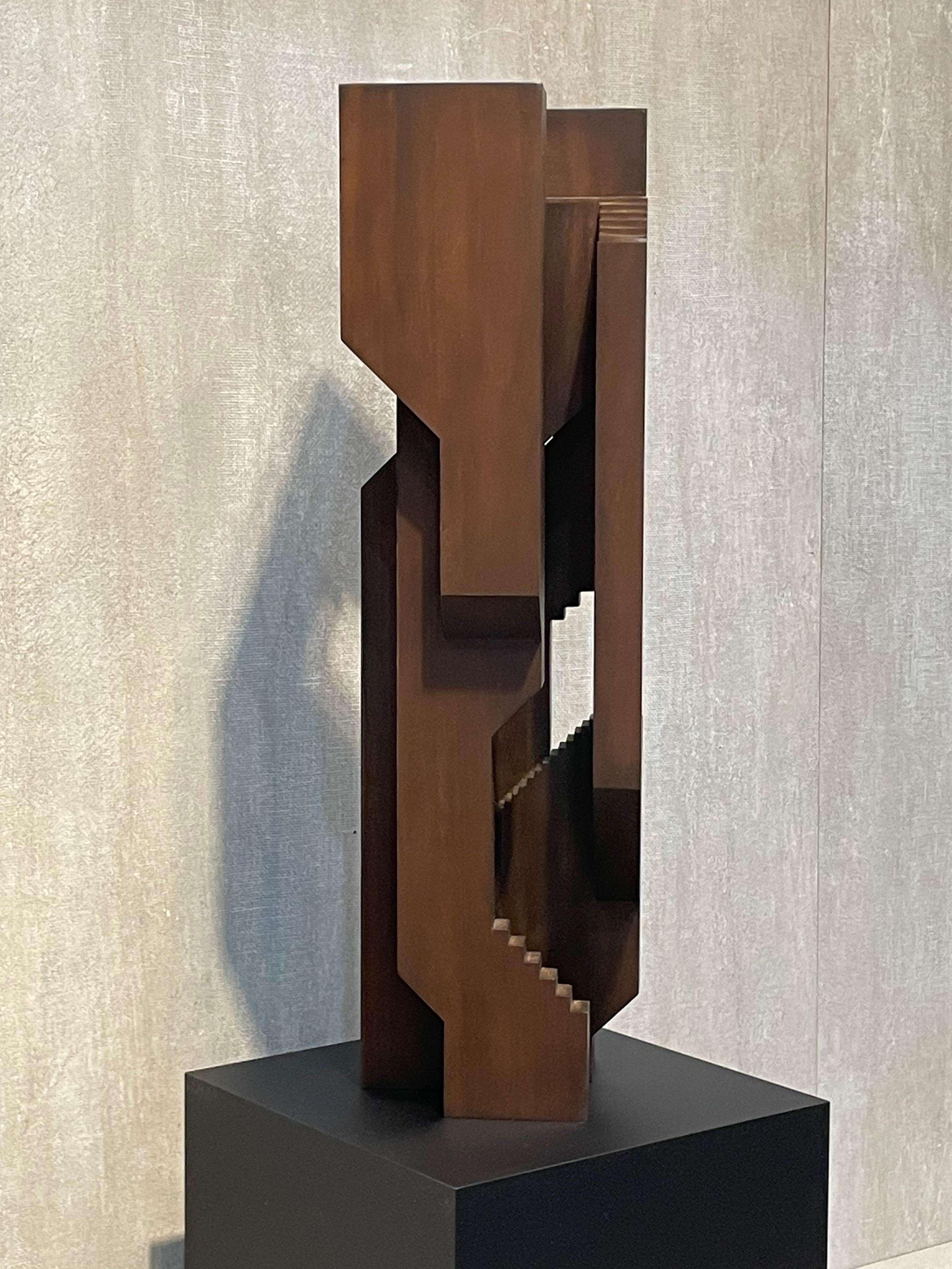 Espressobraune abstrakte Skulptur aus Holz von David Umemoto, Kanada, Contemporary  im Angebot 2