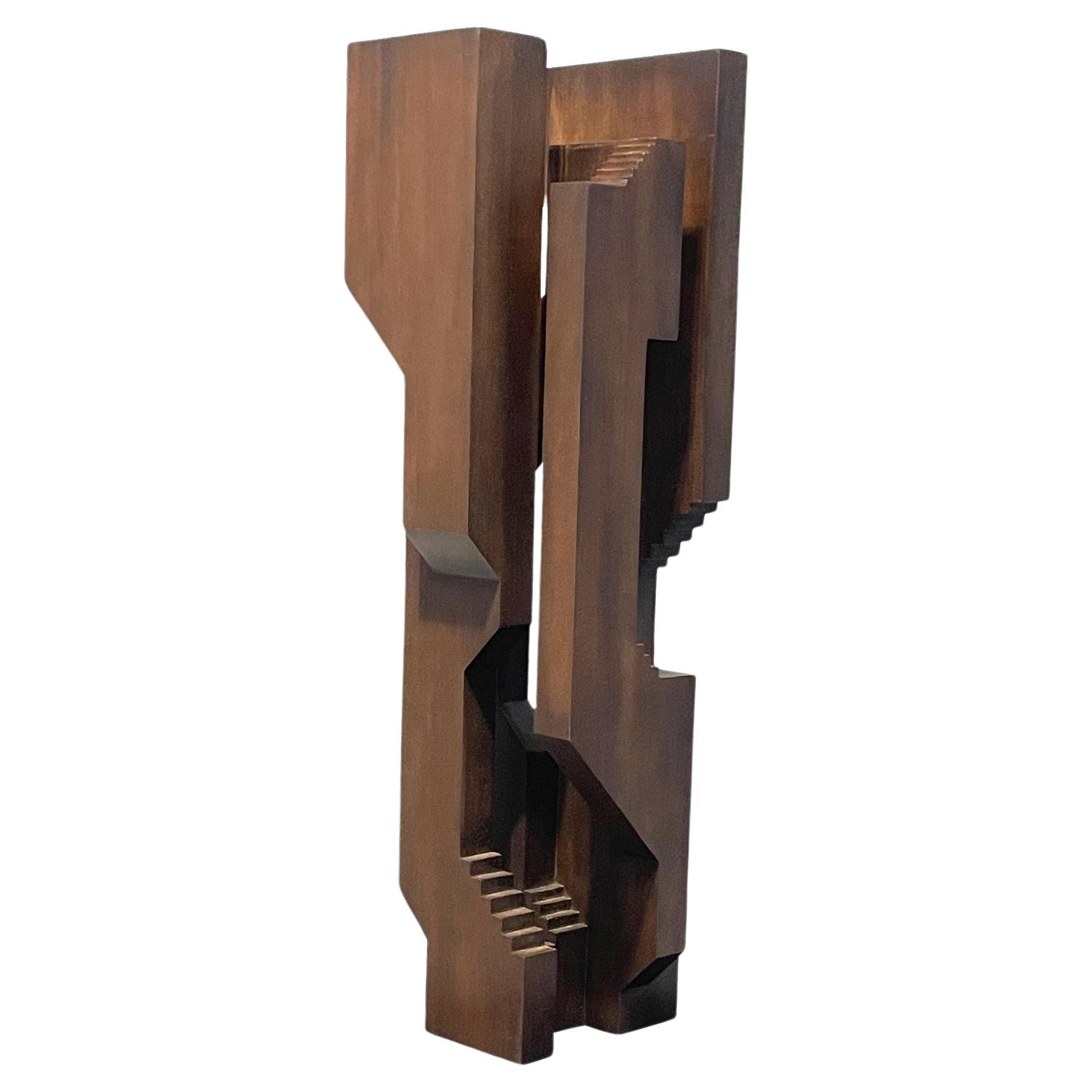 Espressobraune abstrakte Skulptur aus Holz von David Umemoto, Kanada, Contemporary  im Angebot