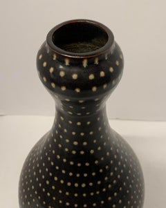 Espresso Color with Cream Handmade Pin Dot Design Vase, China, Contemporary