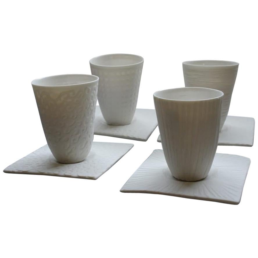 Espresso Cup Mixed - Set of 4 + Saucers For Sale