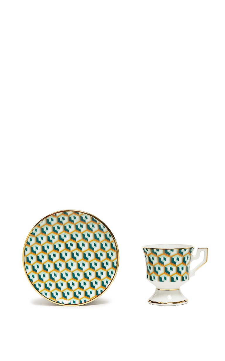 Made in collaboration with Italian porcelain greats, Ancap, this set of two espresso cups and two matching saucers is made from the highest quality porcelain with a hand-painted gold trim. Ripe for sharpening up your morning, noon or nighttime
