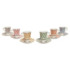 Lot de 6 tasses à expresso en porcelaine 100 % colorée à imprimé cubi mixte de La DoubleJ