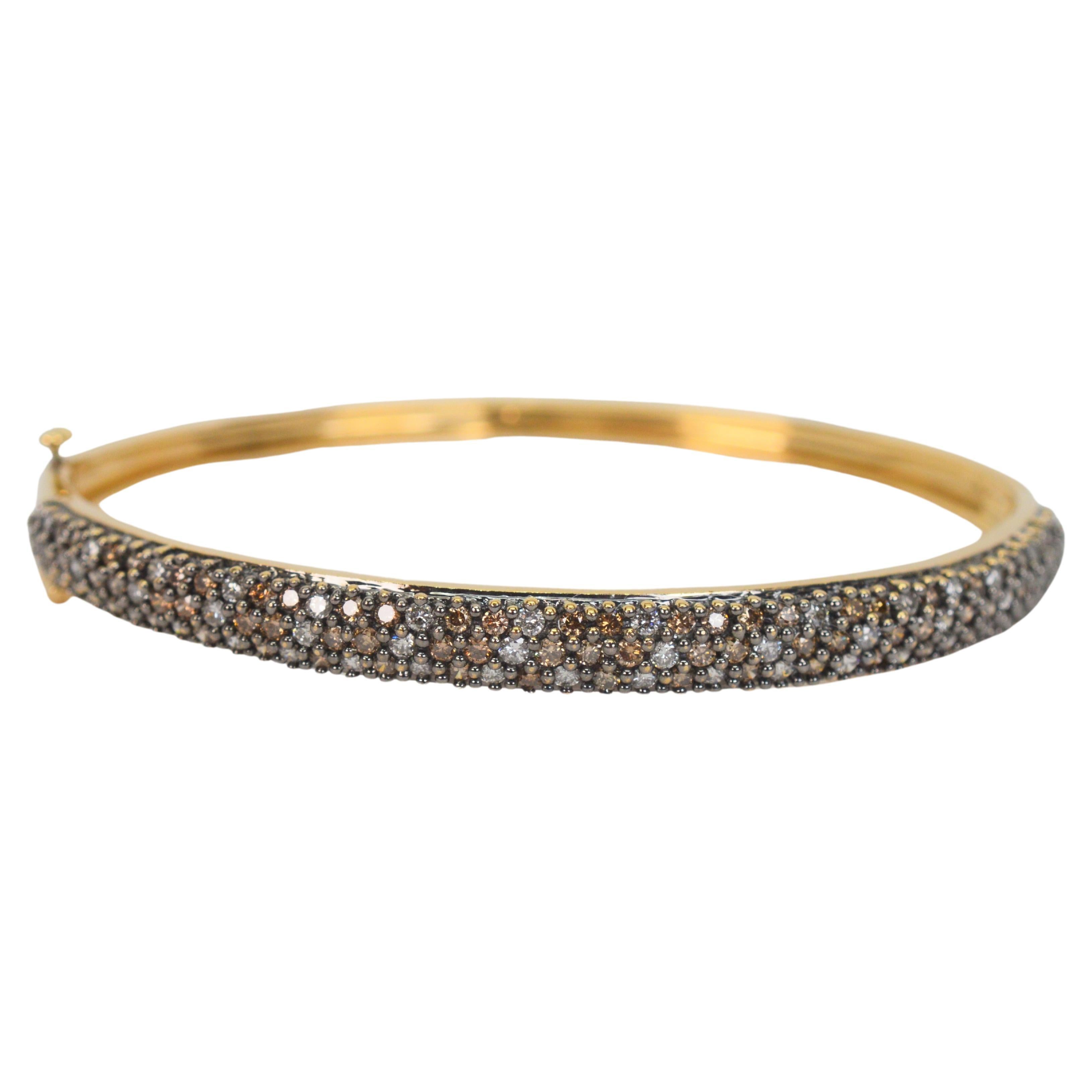 Espresso Diamond 14 Karat Yellow Gold Bangle Bracelet by Effy