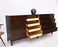 Espresso Harvey Probber Sliding Doors Compartment 12 Drawers Credenza Dresser