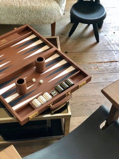 Espresso Leather Challenge Backgammon Board with Espresso Field