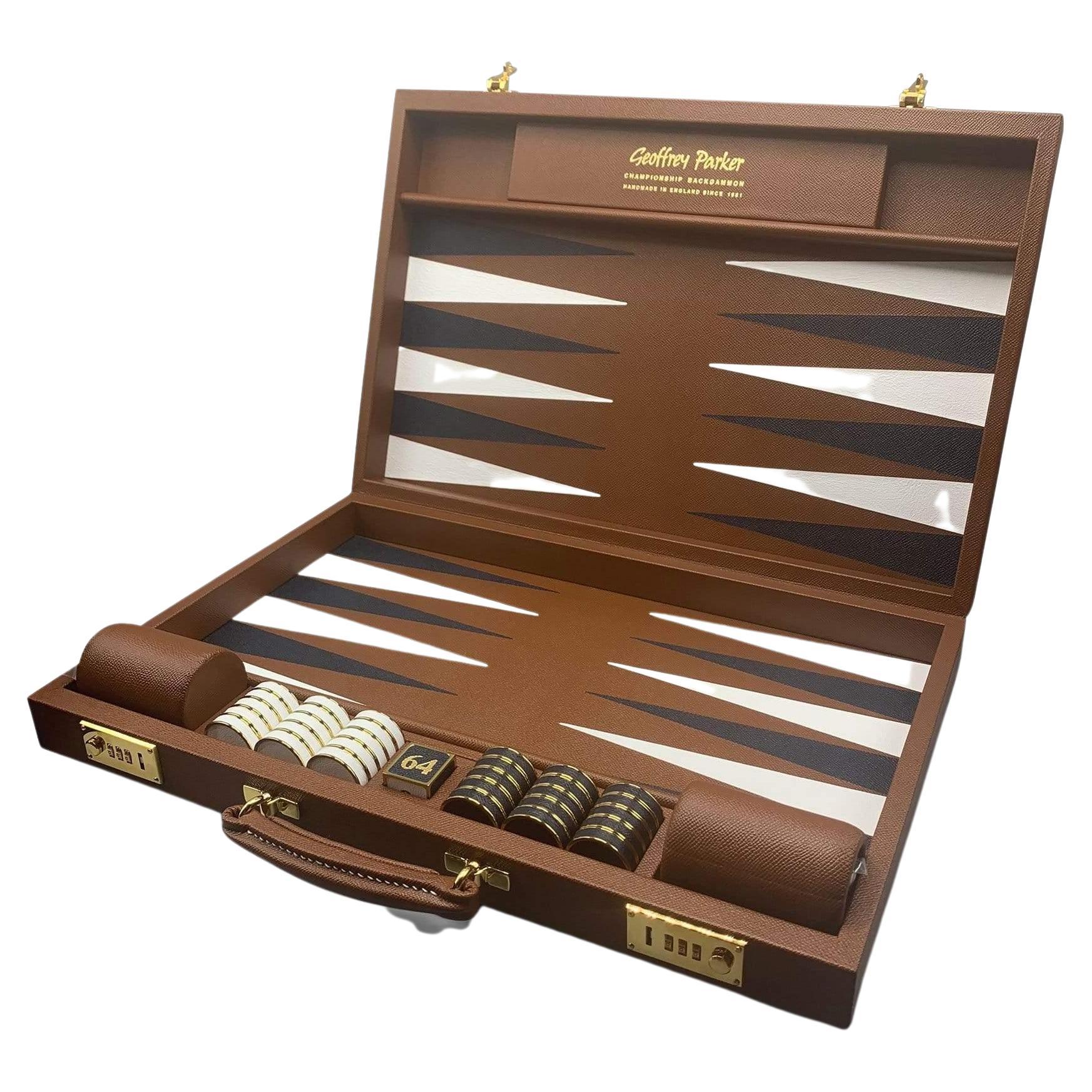 Espresso Leather Challenge Backgammon Board with Espresso Field