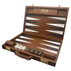 Espresso Leather Challenge Backgammon Board with Espresso Field