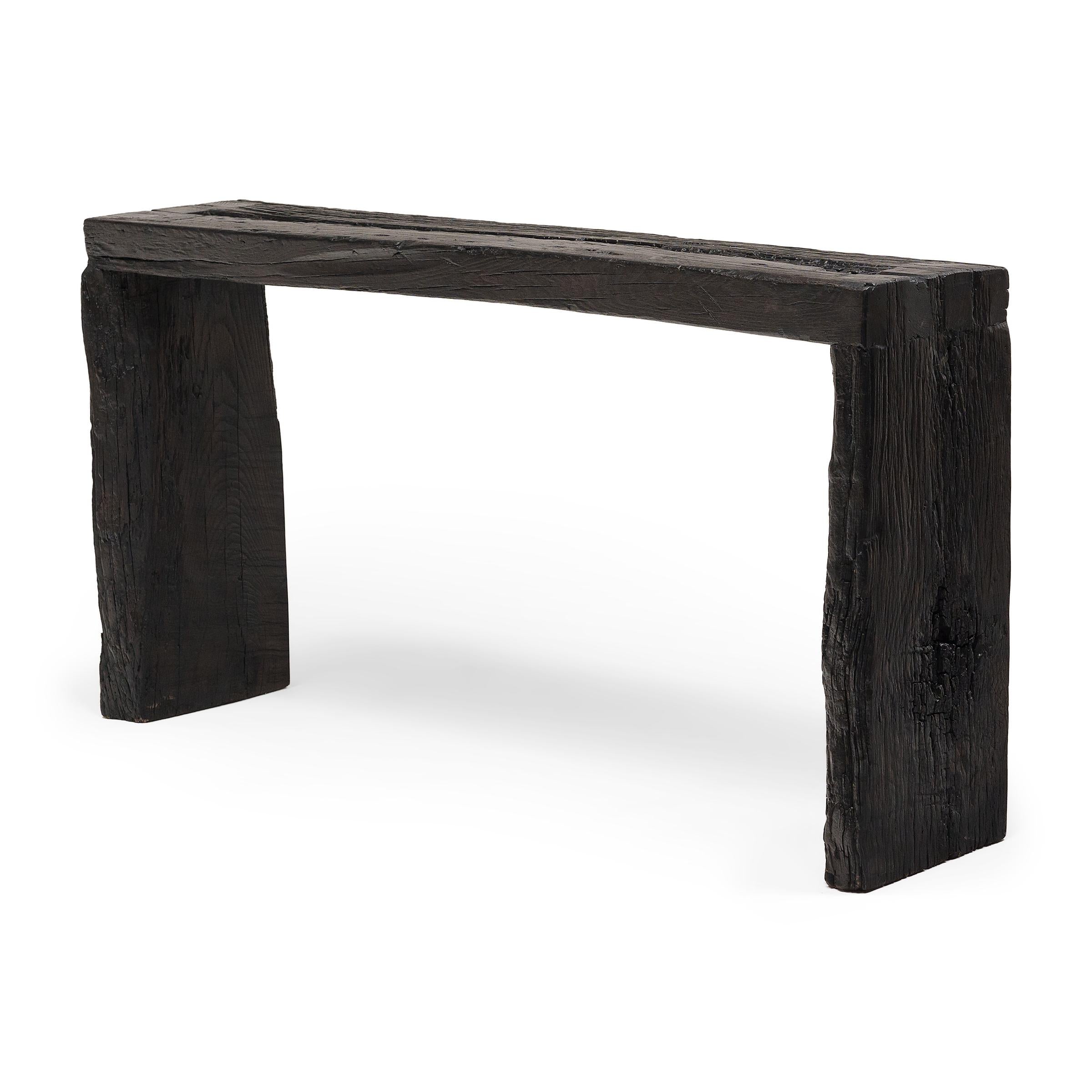 Organic Modern Espresso Reclaimed Elm Waterfall Table