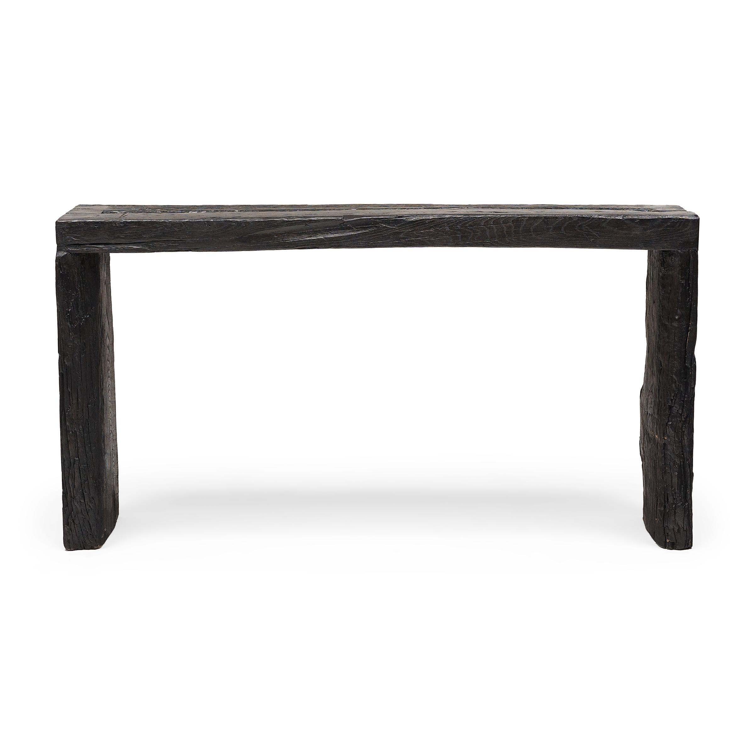 Chinese Espresso Reclaimed Elm Waterfall Table