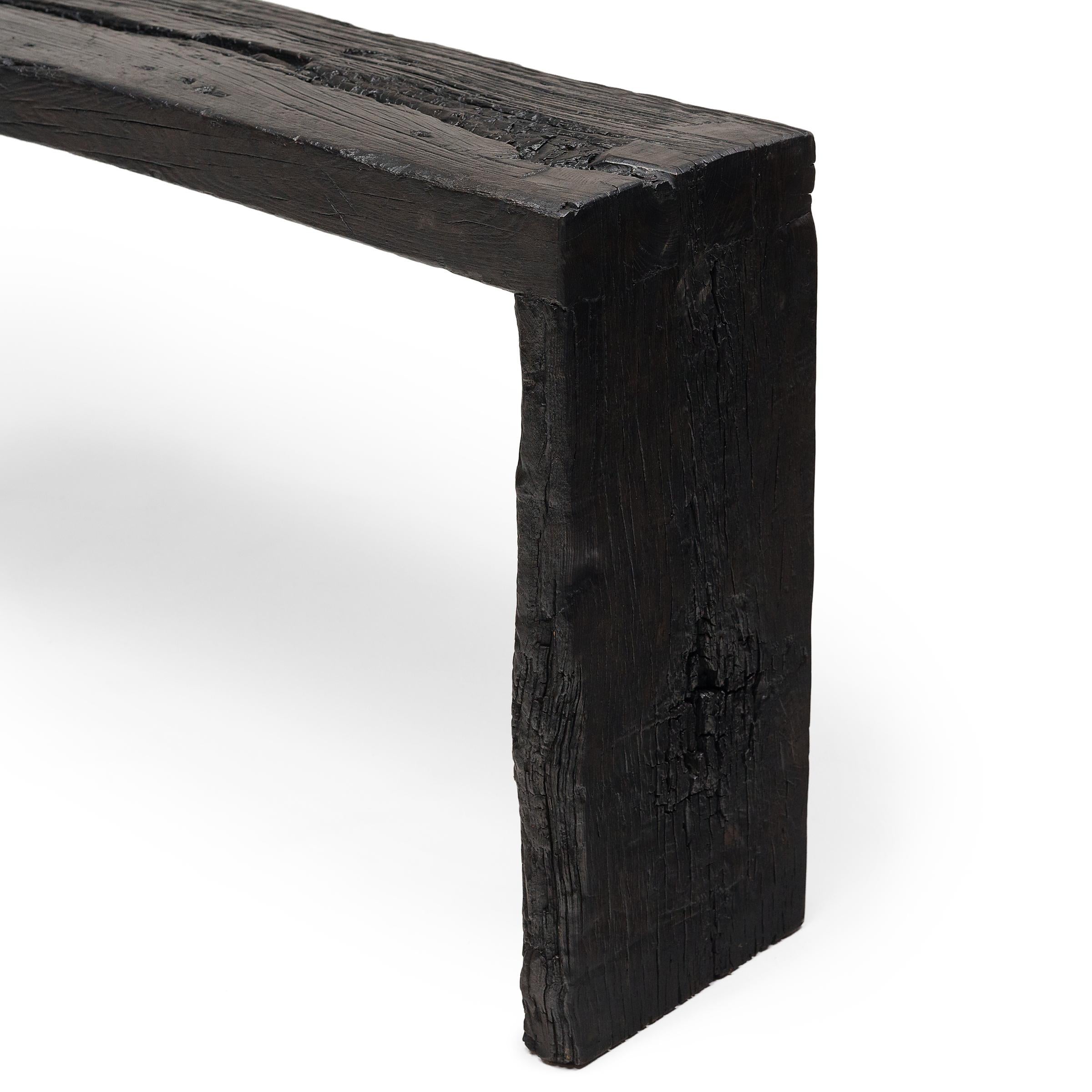 Contemporary Espresso Reclaimed Elm Waterfall Table