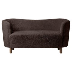 Espresso Sheepskin and Smoked Oak Mingle Sofa by Lassen