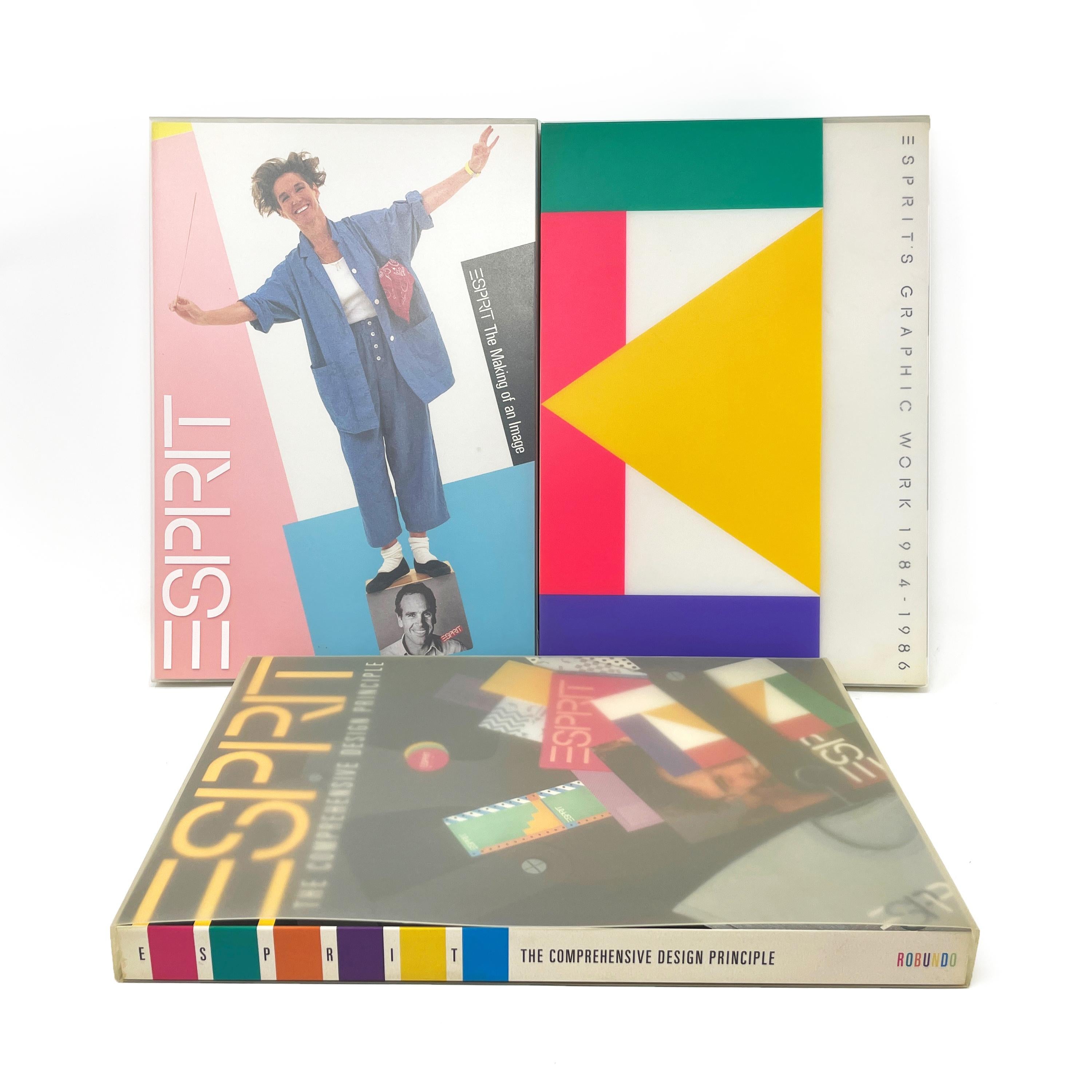 A gorgeous oversized softcover book filled with hundreds of color images of Esprit ads, graphic design, point of sale assets, catalogs, packaging, tags and other design memorabilia from the years 1984-1986. This book is a celebration of Esprit's