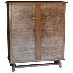 Esprit Jean Royère Ceruzè Oak Tall Cabinet, France, 1940s