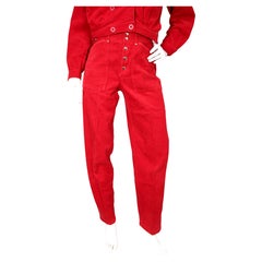 Esprit Sport Red Corduroy Cotton High-Waisted Pants circa 1980s