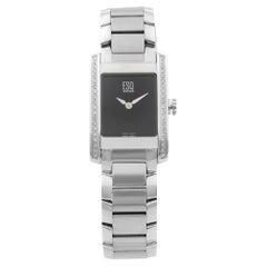 ESQ By Movado Stainless Steel Diamond Bezel Black Dial Quartz Watch 07101101