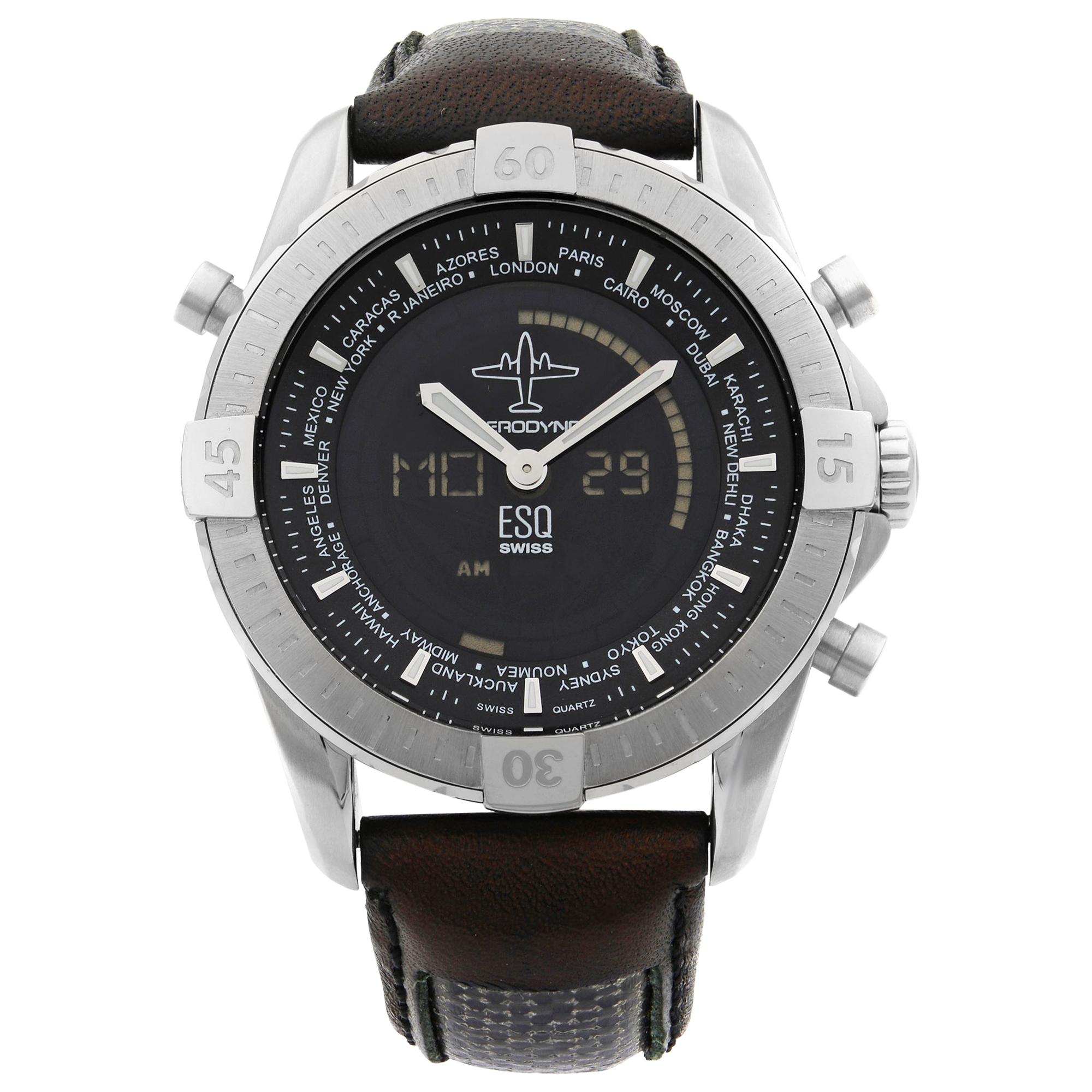 ESQ Movado Aerodyne Steel Black Analog Digital Quartz Men's Watch 07301133