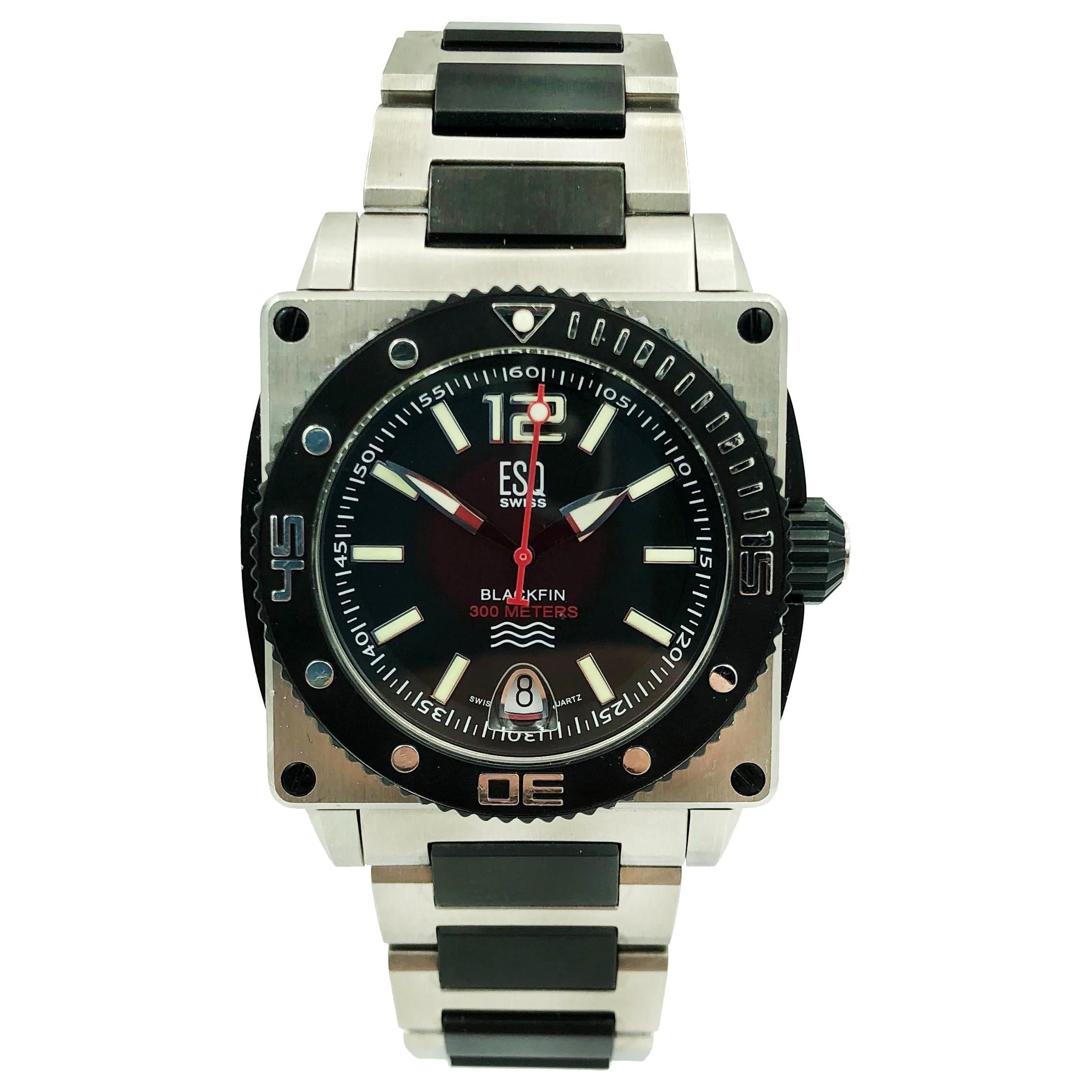 ESQ Movado Blackfin Black Dial Steel Quartz Men's Watch 07301148