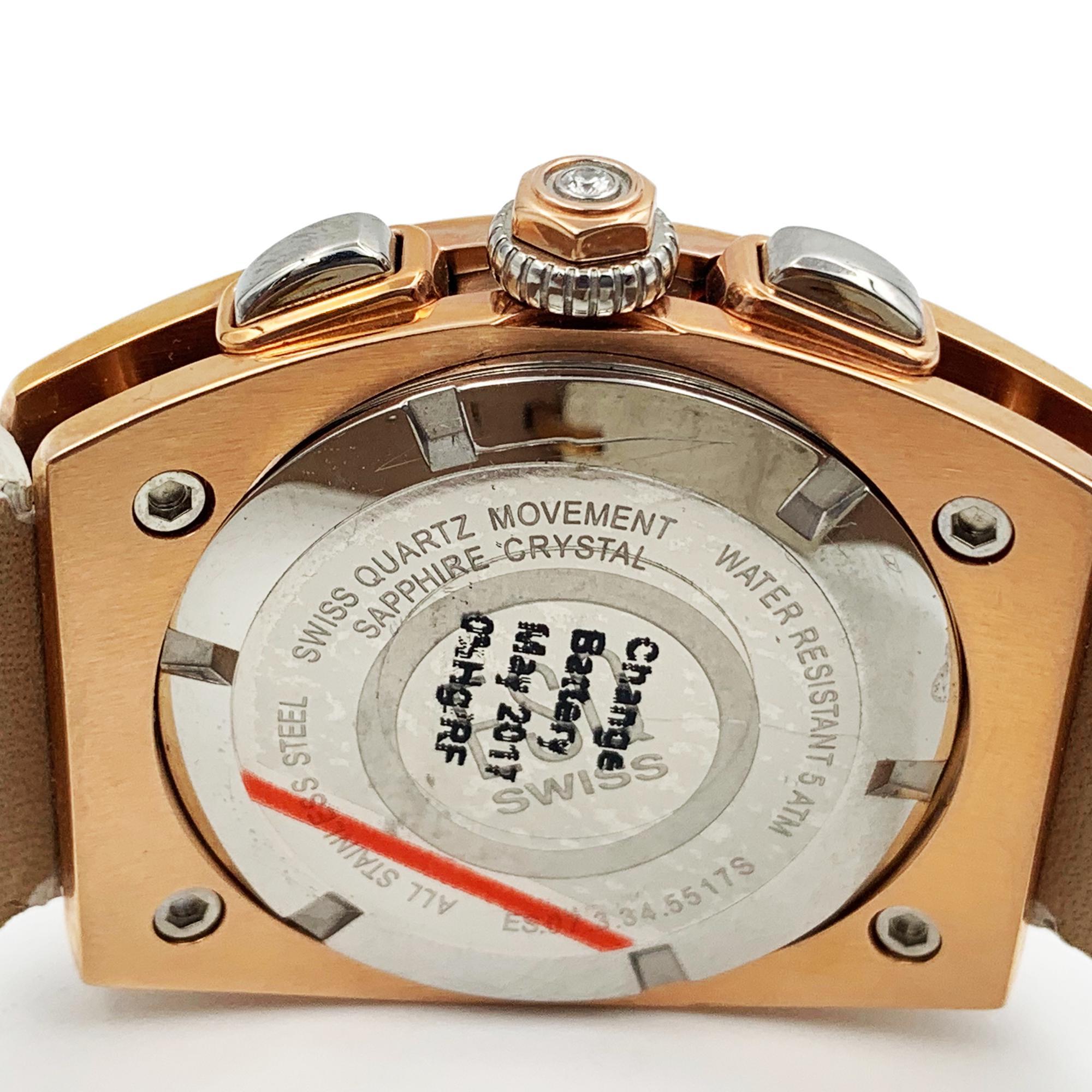 ESQ Movado Fusion Retrograde Gold Tone Steel MOP Dial Ladies Watch 07101300 In New Condition In New York, NY