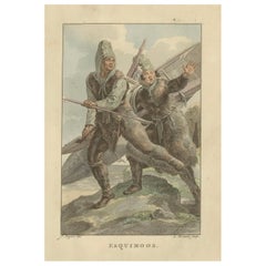 Esquimaux (Inuit) Hunters – Antique Hand-Colored Ethnographic Print c.1805