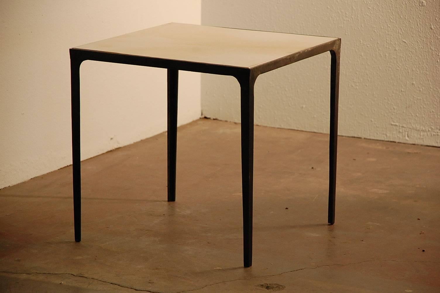 French 'Esquisse' Parchment and Wrought Iron Side Table by Design Frères For Sale