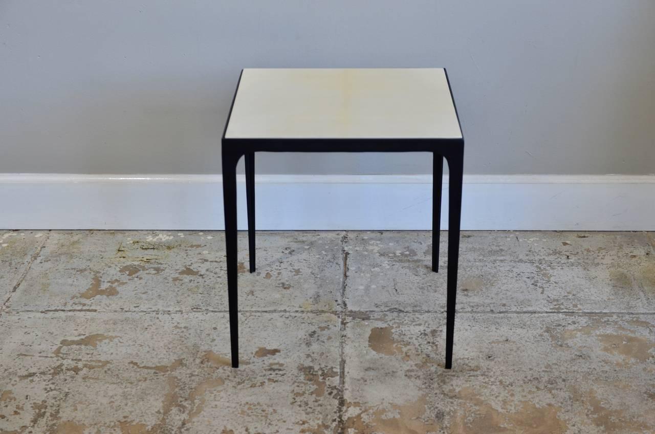 French 'Esquisse' Parchment and Wrought Iron Side Table by Design Frères For Sale