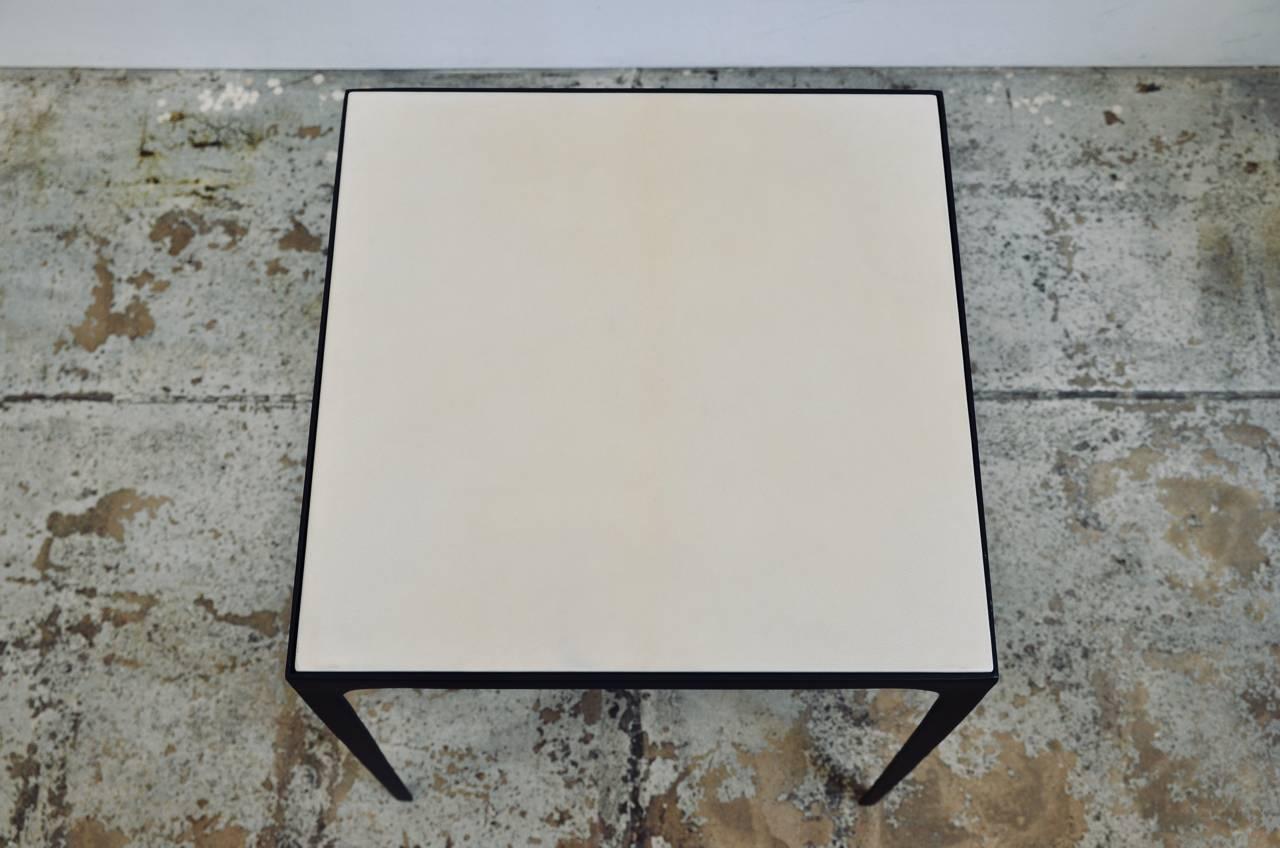 Appliqué 'Esquisse' Parchment and Wrought Iron Side Table by Design Frères For Sale