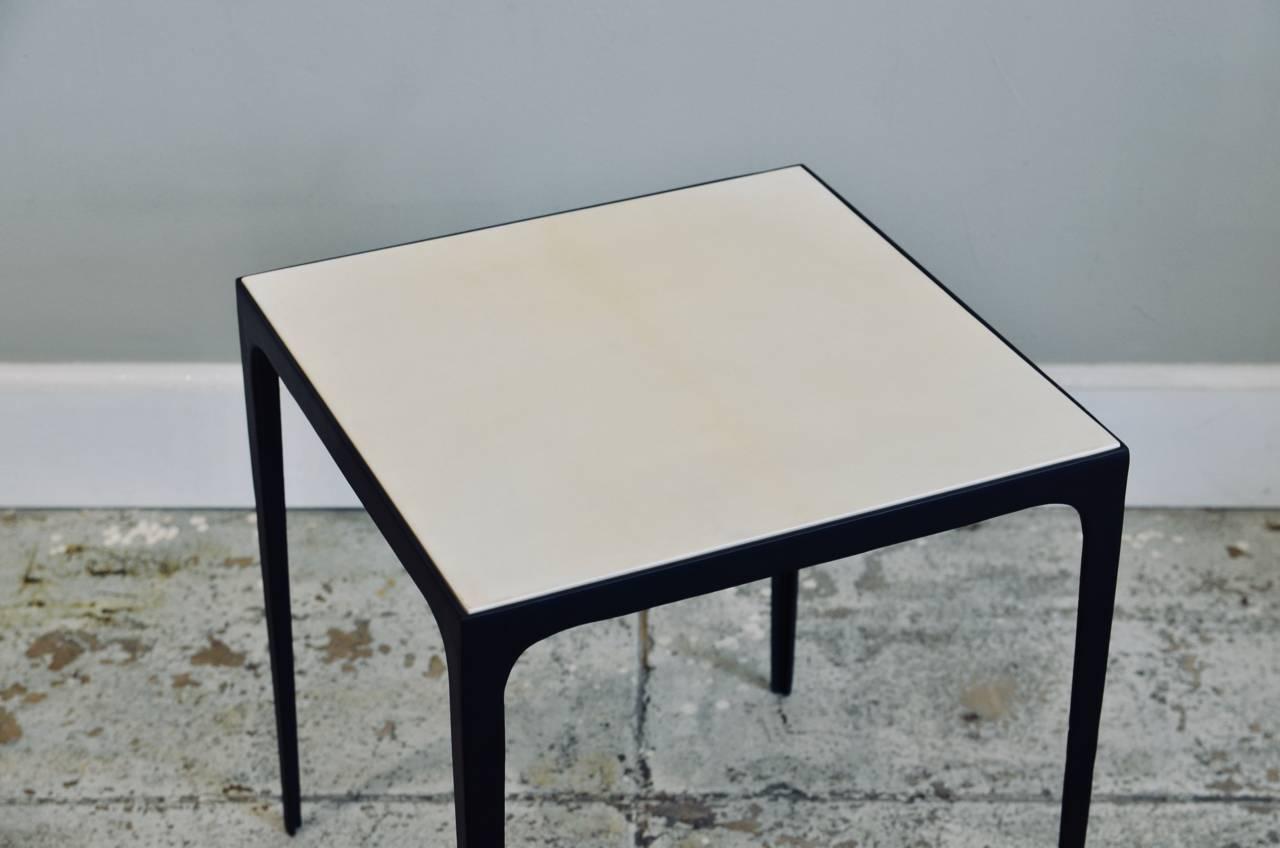 'Esquisse' Parchment and Wrought Iron Side Table by Design Frères In Excellent Condition For Sale In Los Angeles, CA