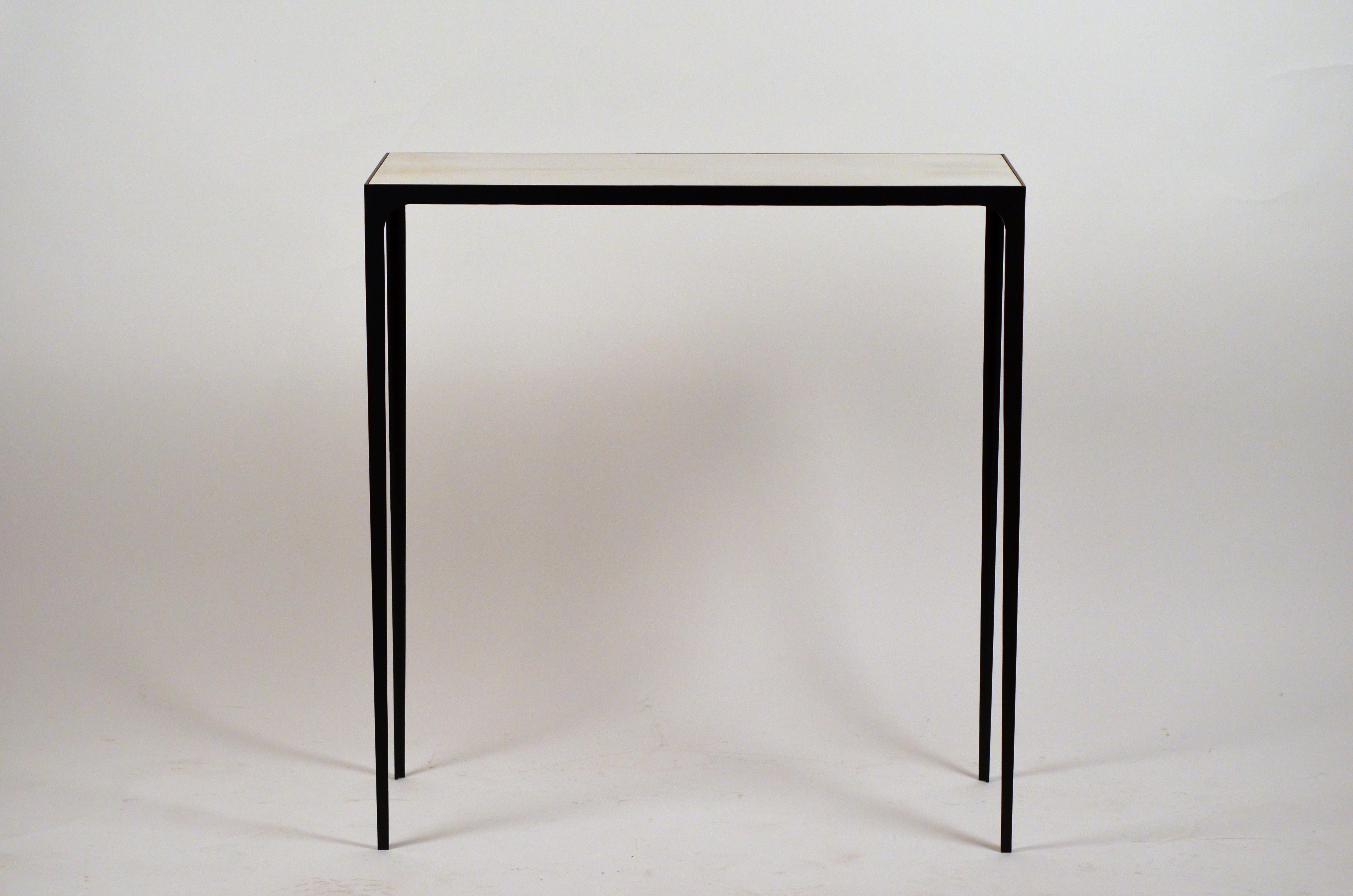 Art Deco 'Esquisse' Wrought Iron and Ivory Parchment Console by Design Frères For Sale