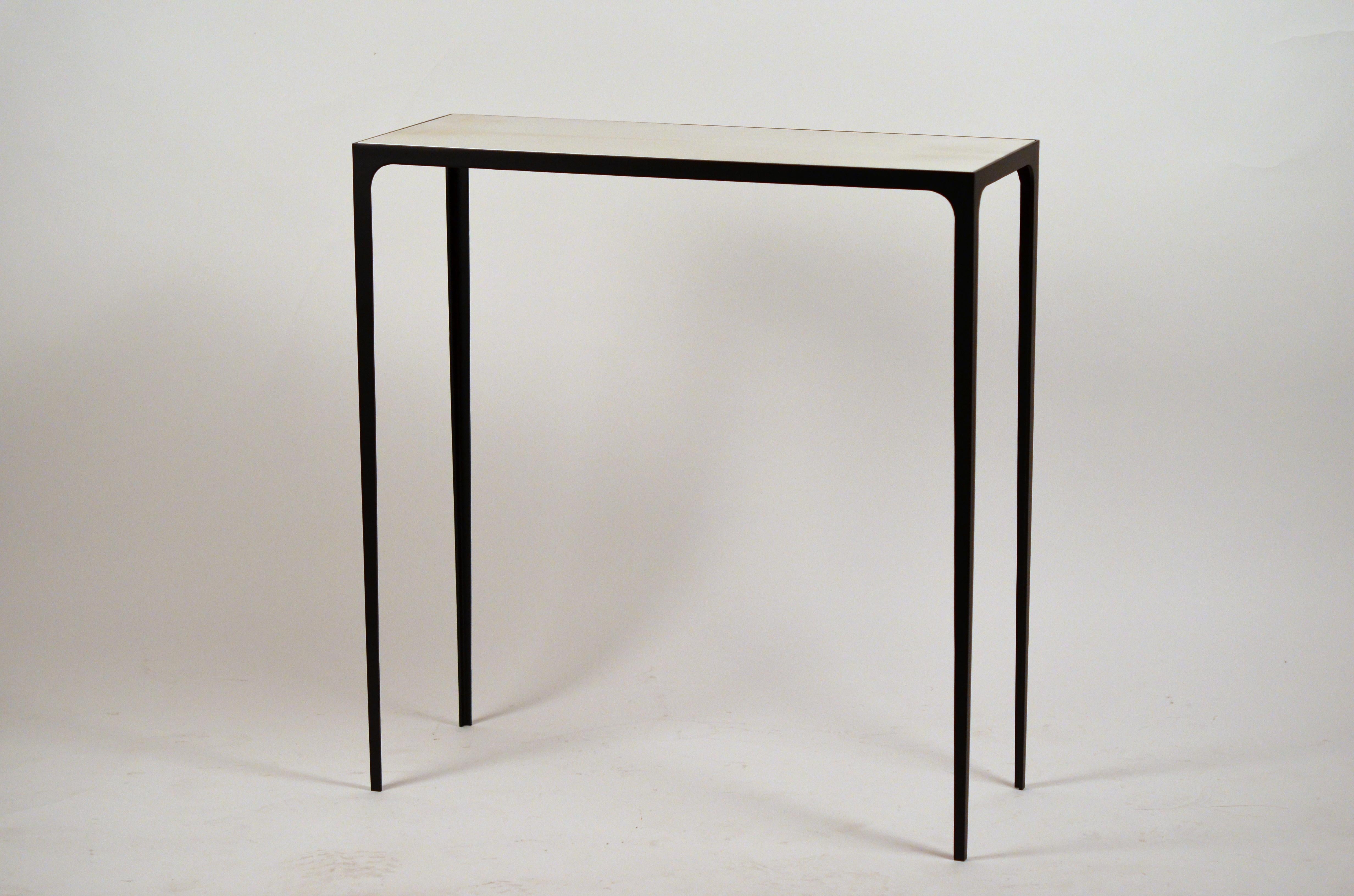 French 'Esquisse' Wrought Iron and Ivory Parchment Console by Design Frères For Sale