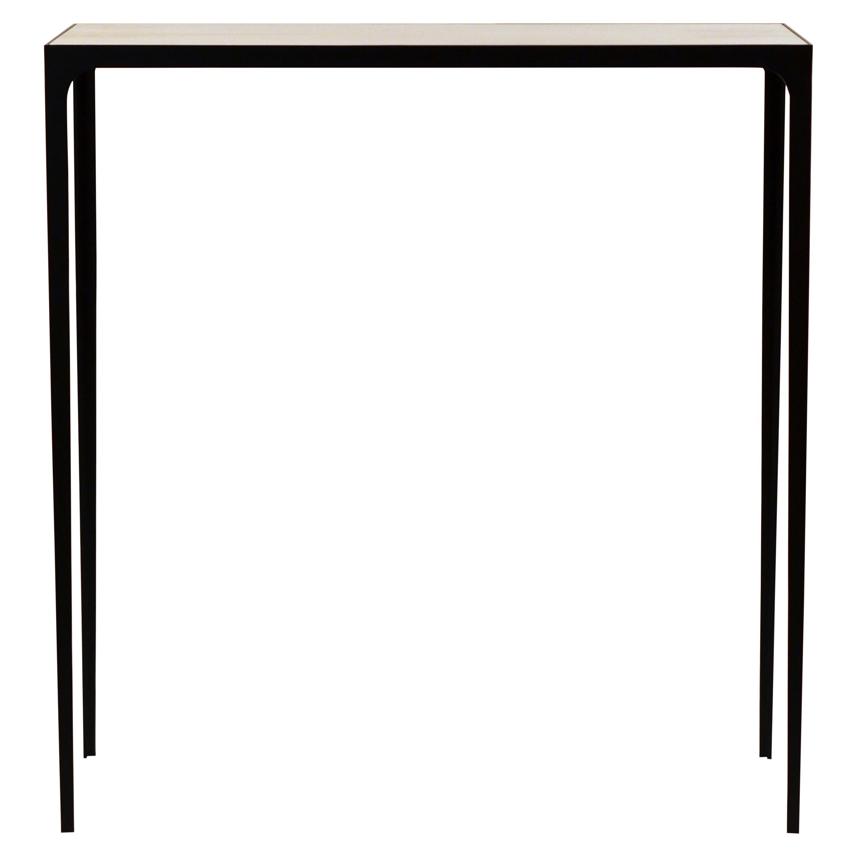 'Esquisse' Wrought Iron and Ivory Parchment Console by Design Frères