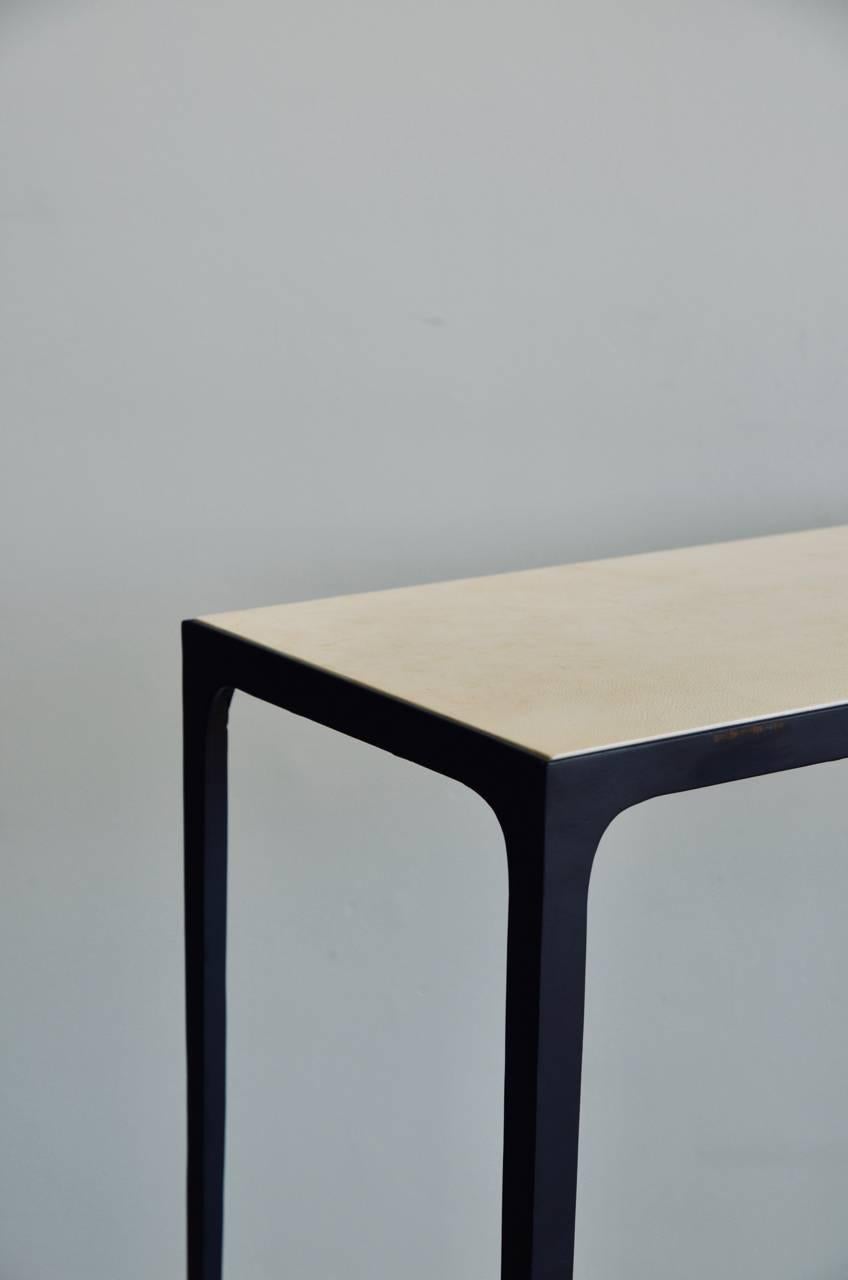 Powder-Coated 'Esquisse' Wrought Iron and Parchment Console by Design Frères For Sale