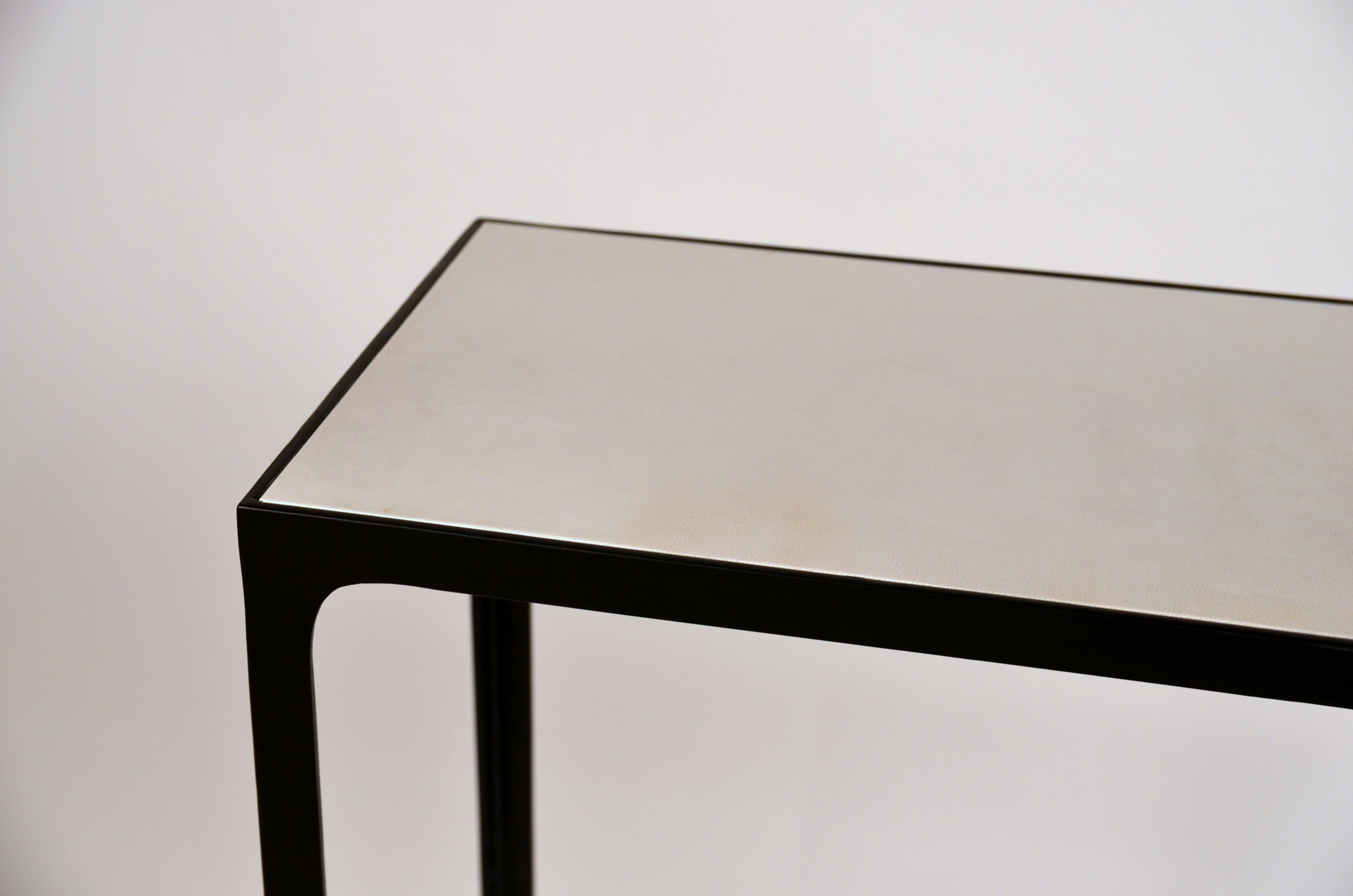 Powder-Coated 'Esquisse' Wrought Iron and Parchment Console by Design Frères For Sale