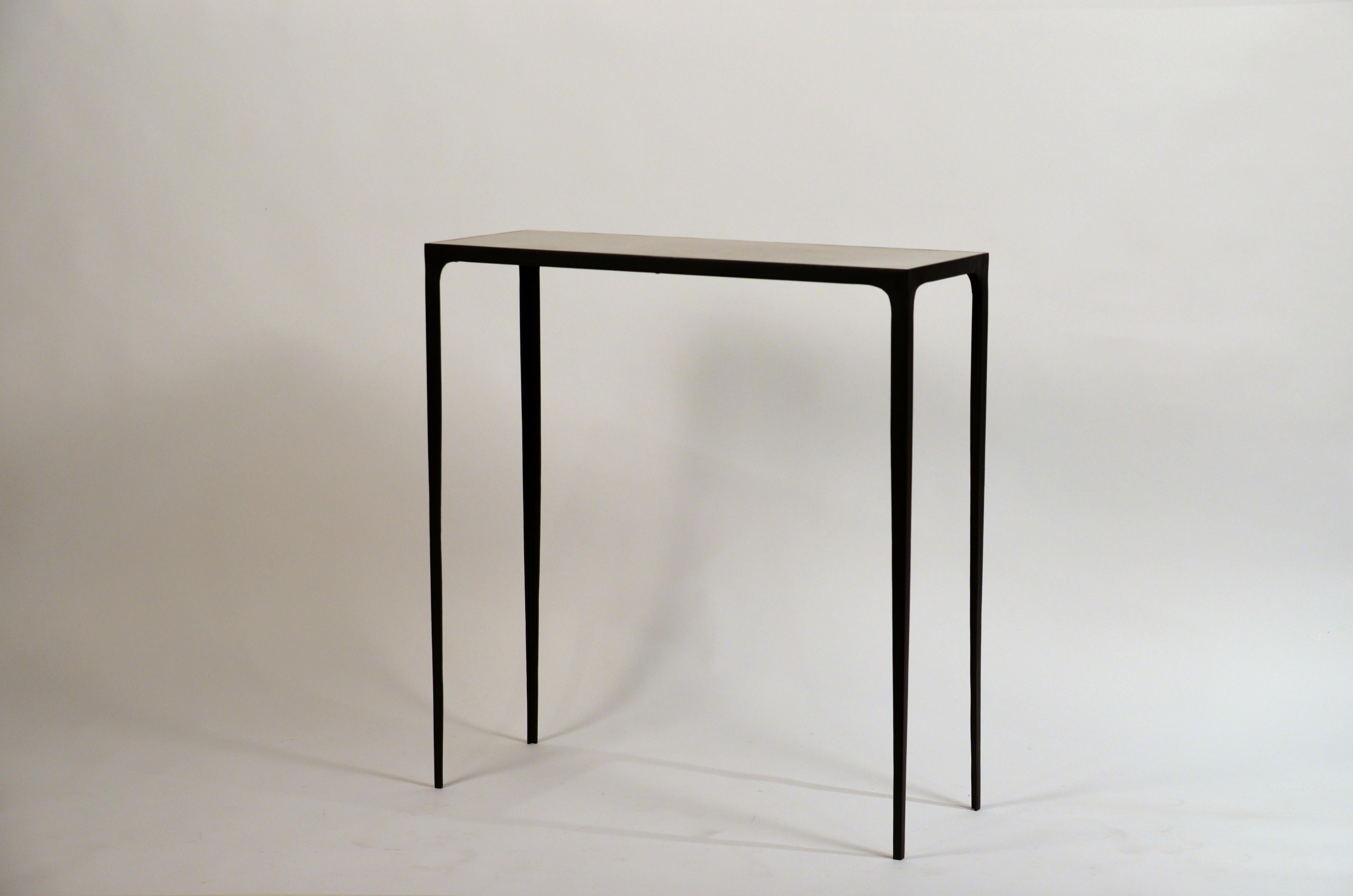 'Esquisse' Wrought Iron and Parchment Console by Design Frères In New Condition For Sale In Los Angeles, CA